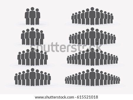 People Icon set in trendy flat style isolated on light background with shadow. Crowd signs. Persons symbol for your infographics web site design, logo, app, UI. Vector illustration, EPS10.