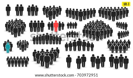 People icon set in trendy flat style. Persons symbol for your infographics website design, logo. Crowd signs. Vector illustration. Isolated on white background