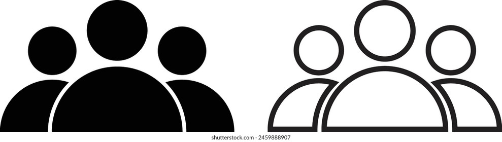 People icon set in two styles . Group icon . Team icon . Vector illustration
