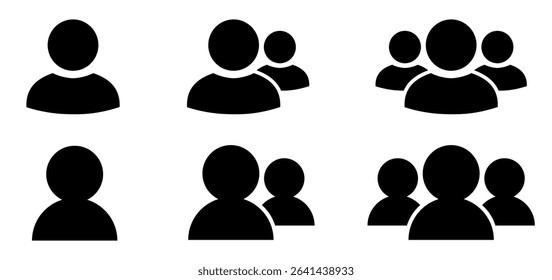 People icon set. User avatar sign. Profile person. Group of people, a crowd