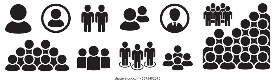 People icon set. User icons. Person sign. Group of people or group of users. Vector illustration