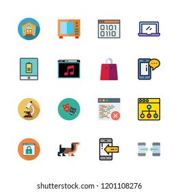 people icon set. vector set about shopping bag, laptop, microwave and drama icons set.