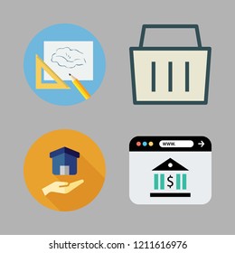 people icon set. vector set about browser, shopping basket, drawing and real estate icons set.