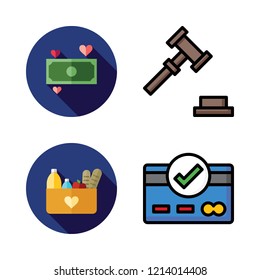 people icon set. vector set about credit card, money, auction and groceries icons set.