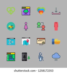 people icon set. vector set about download, motorcycle, retirement and woman icons set.