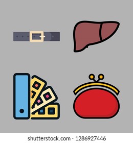 people icon set. vector set about liver, purse, home repair and belt icons set.