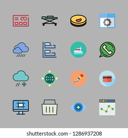 people icon set. vector set about shopping basket, rain, yacht and internet icons set.