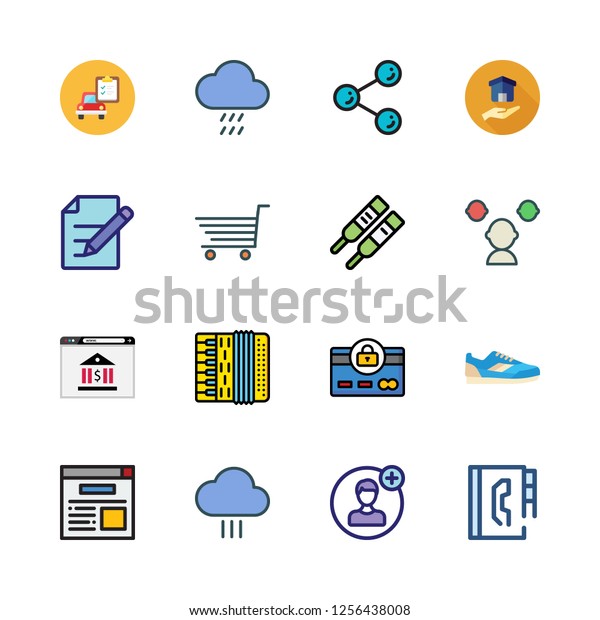 people icon set. vector set about\
real estate, car repair, agenda and credit card icons\
set.