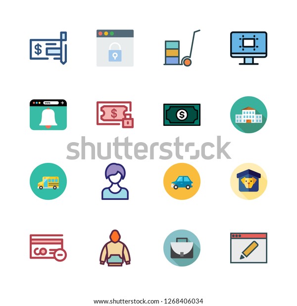 people icon set. vector set about money, car, check\
and hoodie icons set.