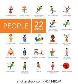 People icon set. Vector flat design. Icon for presentation, training, marketing, design, web. Can be used for creative template, logo, sign, craft. Isolated on white background.