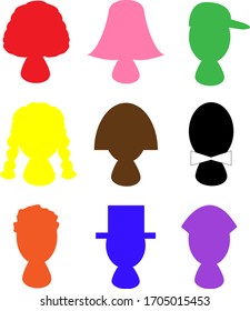 Menschen Symbol setzen Vektorillustration Grafik, Satz von Menschen Köpfe, Avatar, Satz von Vektorillustration Silhouetten. 