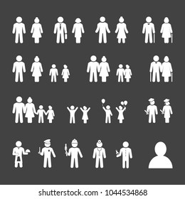 People icon set white