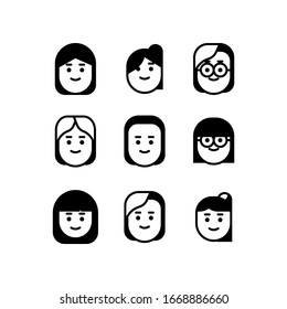 People icon set. Woman vector character for use in applications, infographics, website, social networks.