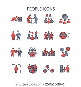 People icon set.vector.Editable stroke.linear style sign for use web design,logo.Symbol illustration.