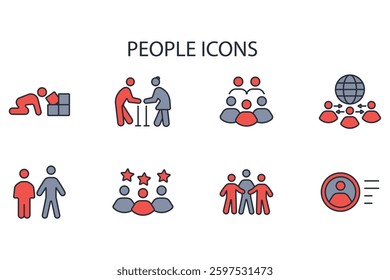 People icon set.vector.Editable stroke.linear style sign for use web design,logo.Symbol illustration.