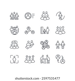 People icon set.vector.Editable stroke.linear style sign for use web design,logo.Symbol illustration.
