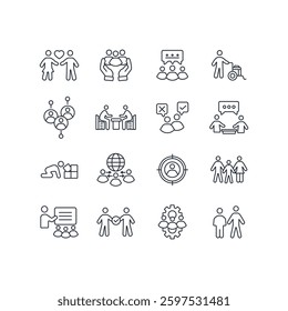 People icon set.vector.Editable stroke.linear style sign for use web design,logo.Symbol illustration.