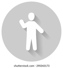 People icon with shadow, isolated white on gray background, people vector symbol