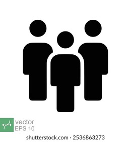 People icon. Simple solid style. Crowd sign flat style, person, group, user, human, public, member, staff, team, business concept. Glyph vector illustration isolated on white background. EPS 10.