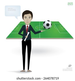 People icon with soccer field background for soccer game plan. Vector illustration eps10 format.