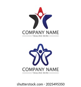 People Icon and star logo  work group Vector illustration design