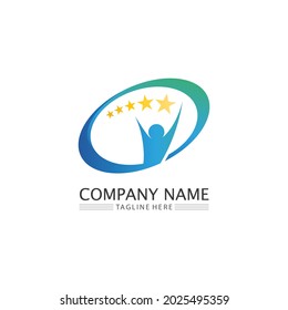 People Icon and star logo Arbeitsgruppe Vektorgrafik Design