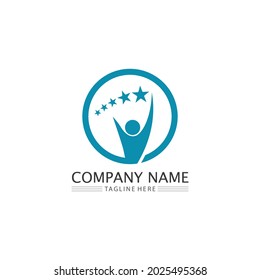 People Icon y grupo de trabajo de logotipo estrella Diseño de ilustraciones de vectores
