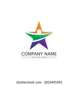 People Icon y grupo de trabajo de logotipo estrella Diseño de ilustraciones de vectores