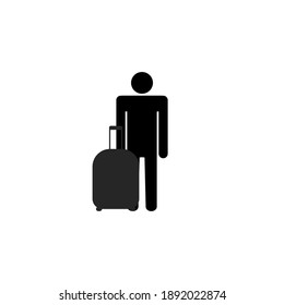 People icon with suitcase flat style, vector