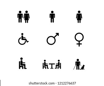 People Icon Symbols Of Male And Female Handicap Blind And People Sitting Down