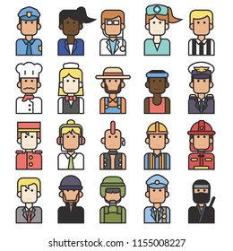 People icon with their work and profession