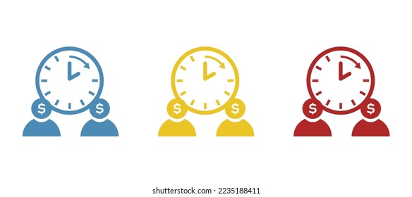 people icon, time is money concept, vector illustration