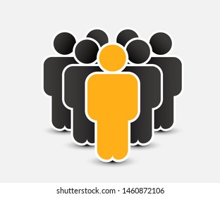 People icon in trendy flat style. Persons symbol for your infographics website design, logo. Crowd signs. Team or user group concept. Isolated on white background. Vector illustration.