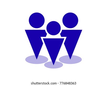 People Icon Triangle shape color Blue