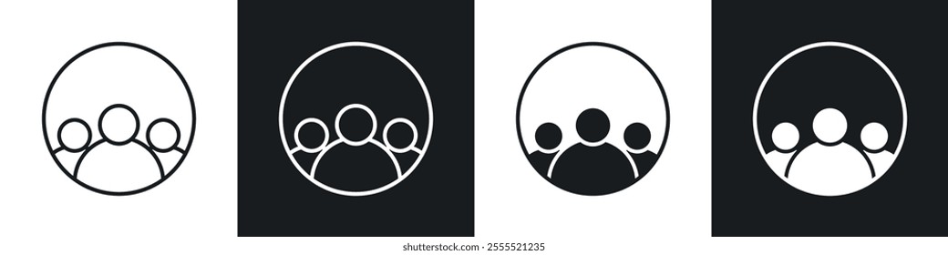 people icon vector collection in black and white.