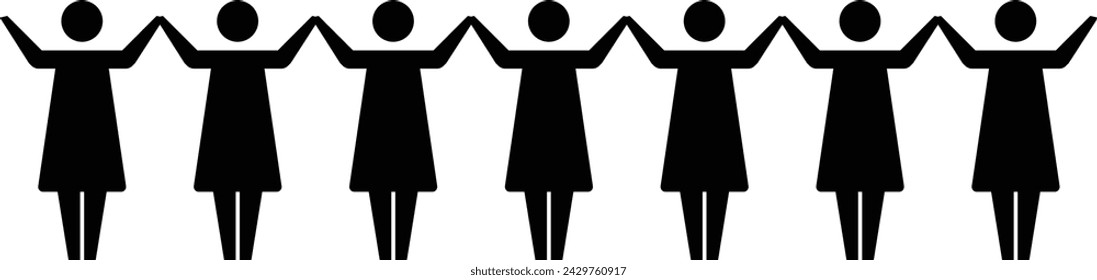 People icon vector female group of persons symbol avatar for business management team in glyph pictogram illustration
