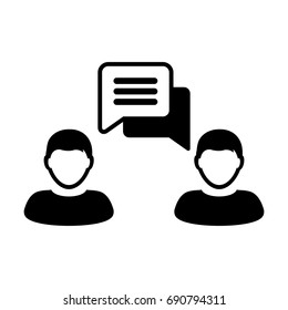 People Icon Vector Flat Color Persons with Chat Message and Speech Bubble Symbol in Glyph Pictogram illustration