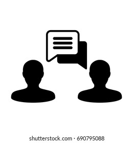 People Icon Vector Flat Color Persons with Chat Message and Speech Bubble Symbol in Glyph Pictogram illustration