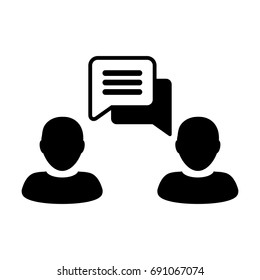 People Icon Vector Flat Color Persons with Chat Message and Speech Bubble Symbol in 
Glyph Pictogram illustration
