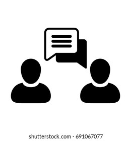 People Icon Vector Flat Color Persons with Chat Message and Speech Bubble Symbol in Glyph Pictogram illustration