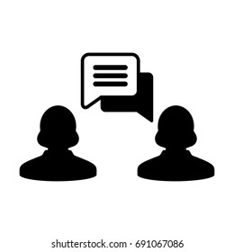 People Icon Vector Flat Color Persons with Chat Message and Speech Bubble Symbol in Glyph Pictogram illustration