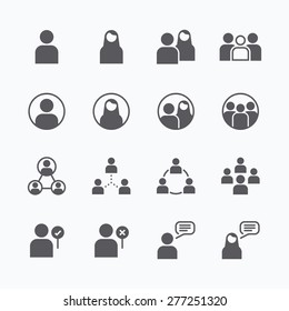 People Icon Vector Flat Line Icons Set Concept