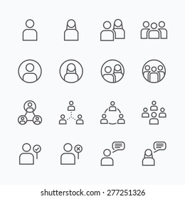 people Icon vector flat line icons set design concept.