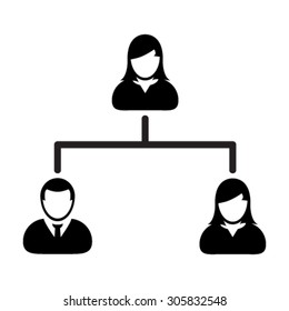 People icon vector group of male and female business team management hierarchy in flat color glyph pictogram symbol illustration