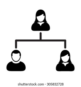 People icon vector group of male and female business team management hierarchy in flat color glyph pictogram symbol illustration