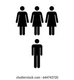 People Icon - Vector Group of Men and Women Team Symbol for Business Info-graphic Design in Glyph Pictogram illustration