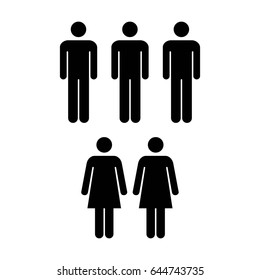 People Icon - Vector Group of Men and Women Team Symbol for Business Info-graphic Design in Glyph Pictogram illustration