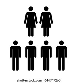 People Icon - Vector Group of Men and Women Team Symbol for Business Info-graphic Design in Glyph Pictogram illustration