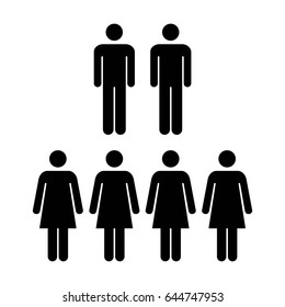 People Icon - Vector Group of Men and Women Team Symbol for Business Info-graphic Design in Glyph Pictogram illustration