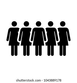 People Icon Vector Group of Women Team Symbol for Business Info-graphic Design in Glyph Pictogram illustration